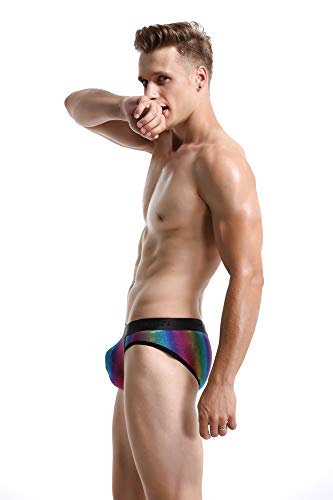 Swbreety Men's Sexy Rainbow Underwear Stretch Bulge Pouch Briefs Underpants4