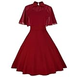 GQIZLPWF 1950s Dresses for Women Witch Dress Vintage Gothic Cape Two Piece Cocktail Dress(Z2364-Red,XL)
