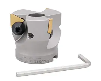 Accusize Industrial Tools 2'' Indexable Face Shell Mill, 90 Degree, Positive Rake, with 3 Pcs Tpg322 Inserts Installed, 3508-0012