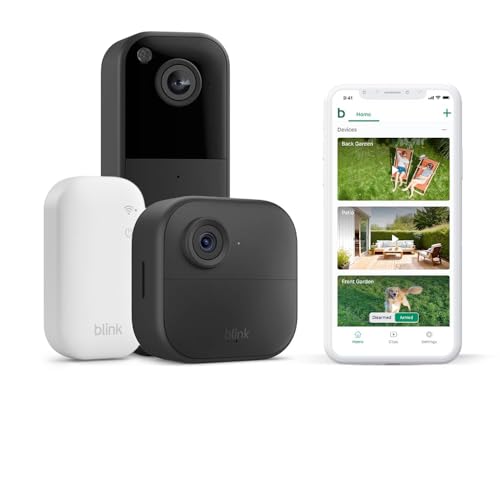 Blink Outdoor 4 Camera + £0 Blink Video Doorbell (Black)| Wireles...