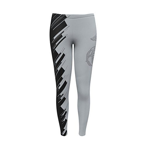 Ultra Soft High Waist USMC Leggings - Officially Licensed - 4 Way Stretch Fabric Marines Workout Yoga Pants for Marine Mom, Wife, Girlfriend or Sister - Made in The USA (X-Large) Gray/Black