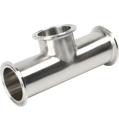 Image of QiiMii Tri Clamp 2 inch instrument Tee Tri Clover Tee Fittings 3 Way Stainless Steel SS304,51mm Pipe OD(2 Inch),Used In Pharmacy