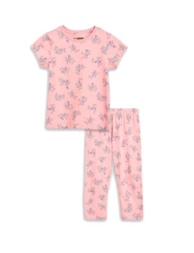 Image of Amazon Brand - Symbol Girls 100% Cotton Night Suit Set |Half Sleeves T-Shirt & Pajama Set | Age 2-14 Years