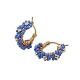 SHINUS BOHO Beaded Hoop Earrings For Women Handmade Colorful Daisy Blue Flowers Teacher Earrings Boho Trendy Jewelry Christmas Friendy Gifts