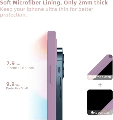 Image of DIZORO Microfiber Square Candy Case Compatible for iPhone 14 PRO, Shockproof Slim Back Cover Liquid Silicone Case (Lilac)