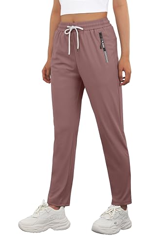 Plus Size Senior Lightweight Breathable Travel Pants with Zipper Pockets Teen Stretch Active Quick Dry Pant Camping Workout Hiking Fishing Trousers for Women Over 50 Comfy Fit Dark Pink, 3XL