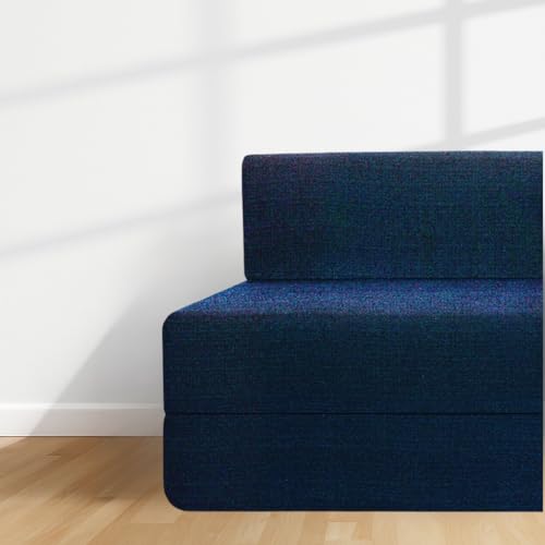 Image of CELLBELL Comfy Sofa Cum Bed 6x6 Feet | Foldable Dual Use Couch Bed with Soft Cushions, Washable Fabric Cover & Sturdy Frame | Space Saving Modern Design for Living Room, Bedroom Guest Use (Navy Blue)