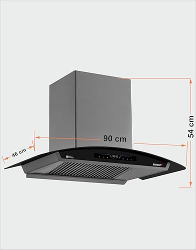 Image of Sujata 90cm Auto Clean Kitchen Chimney | 15 Years BLDC Motor Warranty & 5 Years Comprehensive Warranty | 13 Gesture & Touch Control, Powerful Suction, Low Noise, Wall Mounted, LED Panel(Quartz-Black)