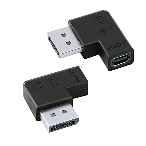 GINTOOYUN Mini Displayport femmina a Displayport maschio adattatore 8K ad angolo retto da 90 gradi Mini DP femmina a DP maschio adattatore audio e video per host desktop, monitor,ecc (stile 1)