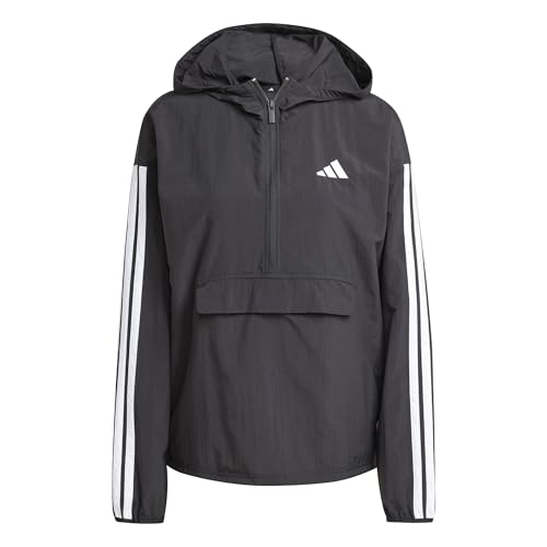 adidas Women's ESSENTIALS 3-STRIPES LIFESTYLE WOVEN WINDBREAKER, black/white, L