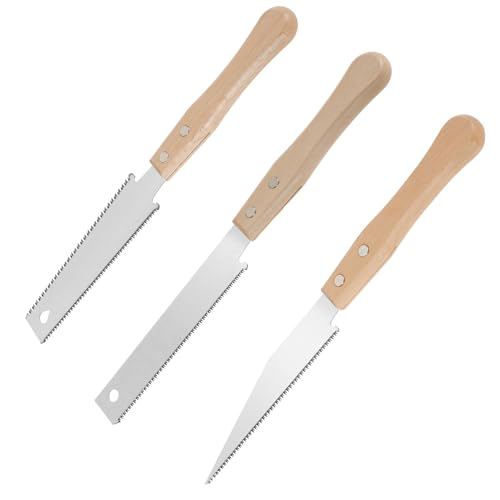 3Pcs Hand Saw for Wood Cutting, 12 Inch Japanese Pull Saw with Ergonomic Wood Handle, Precision Cutting Woodworking Tools for DIY, Crafting, Carpentry, Trim Work