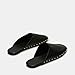 Fuazuzu Comfortable Mules for Women Leather Studded Round Toe Low Heel Flats Mules Backless Slip on Clogs Slippers for Casual Fashion Dressy, Black, 7.5