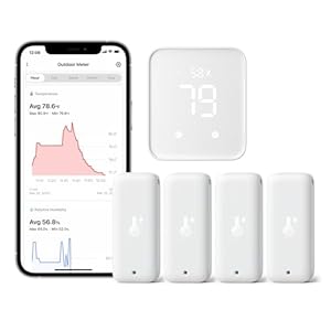 SwitchBot WiFi Thermometer Hygrometer 4 Pack with Hub 2, IP65 Indoor Outdoor Thermometer Wireless, Humidity/Temperature/Dewpoint/VPD/Absolute Humidity Sensor with Smart Alerts, Compatible with Alexa
