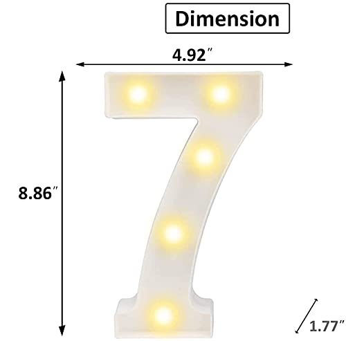 Image of Balloonistics Warm White LED Marquee Number 7 Light - 9 Inch Cordless Battery-Operated Standing Sign for 7th Birthday, Anniversary & Home Decor