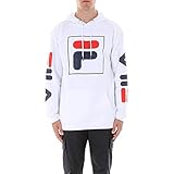  Fila Felpa Uomo Bianco con Cappuccio e Manica con Stampa 682355 S