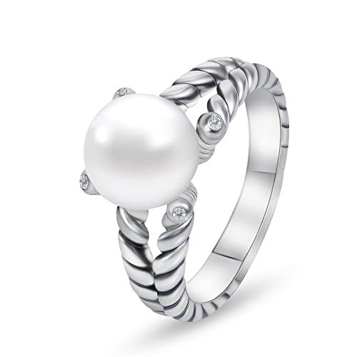 Imitation Pearl Ring Antique Designer Twisted Cable Wire Artificial Pearl Band Rings for Women Fashion Brand Wedding Jewelry Gift