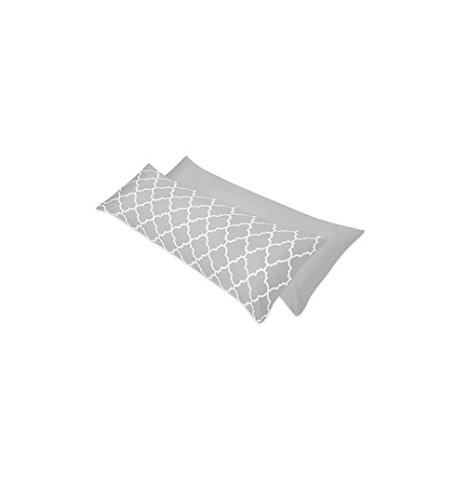 Image of Sweet Jojo Designs Gray and White Trellis Full Length Double Zippered Body Pillow Case Cover