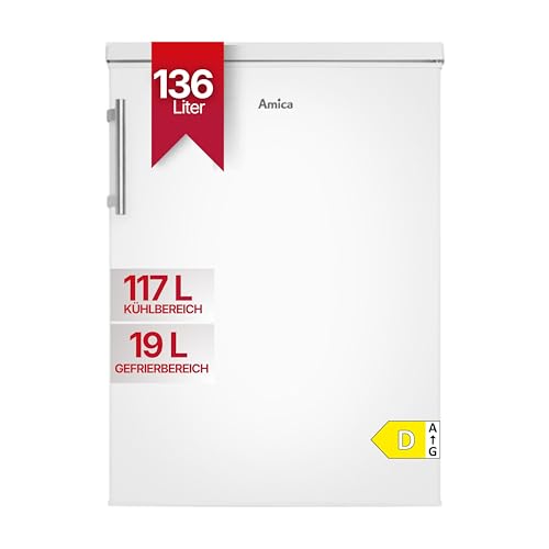 Amica KS 15915 W Kühlschrank mit Gefrierfach Freistehend Weiß 136 l EEK: D- Kühlschränke mit Gefrierfach freistehend, Weiß, Rechts, Glas