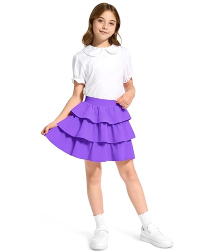 Image of KEREDA Girls Skirt Kids Casual 3-Layer Ruffle Skort School Uniform Skirts for Girls