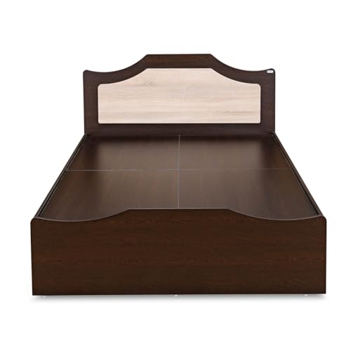 Image of Nilkamal Willy Wooden Double Bed Without Storage | Engineered Wood | Contemporary Design | Wenge & Sonoma Oak