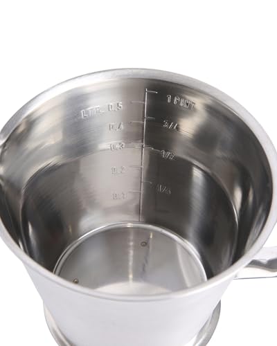 Image of KMW Steel Measuring Jug with Handle and Base- 500 ml I Ideal for Kitchen, Cooking, Baking, and Measuring Liquids with Precision and Ease