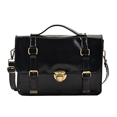 Vintage Messenger Bag for Women Japanese PU Leather Top Handle Briefcase Satchel Shoulder Bag For Office Work College