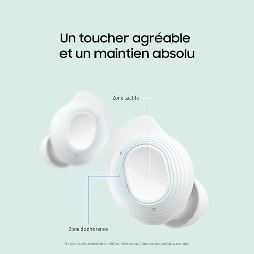 Samsung Galaxy Buds FE Écouteurs sans Fil, Réduction Active du Bruit, Ajustement Confortable, 3 Micros, Commande Tactile, Basses Profondes, Graphite, Version FR