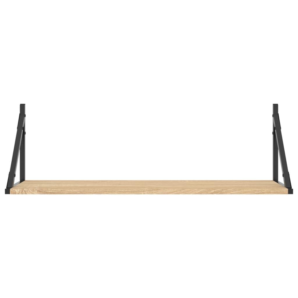 Regały ścienne, zestaw 2 sztuk, dąb Sonoma, 80 x 25 x 25,5 cm, materiał drewnopochodny, wiszące, do sypialni, łazienki, salonu, uniwersalny montaż na ścianie