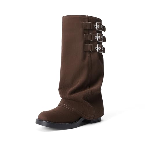 Image of DREAM PAIRS Fold-over Knee High Fashion Boots for Women