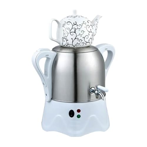 Hervidor eléctrico de Agua Caliente Turco de Acero Inoxidable de 3L+1L con función de Mantenimiento del Calor, Calentamiento automático para café, té, Cereales, Leche en Polvo (Blanco)