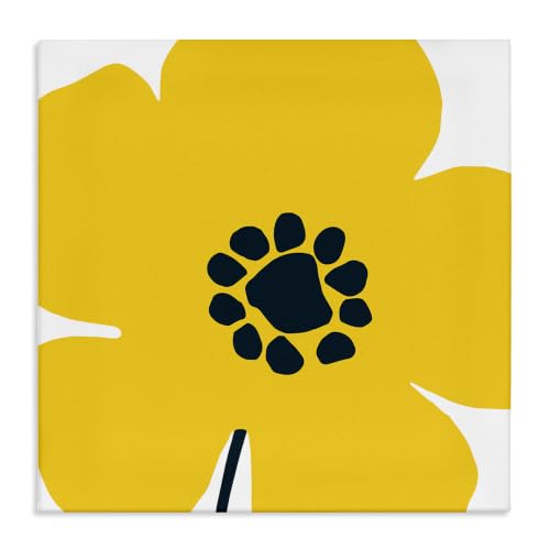 Pop Art Yellow Floral Abstract, 36 x 36 Inch Canvas Wall Art