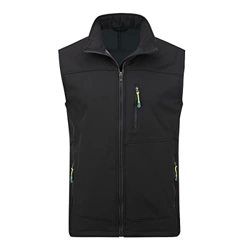 YOUTHUP Gilet Softshell Homme Léger Gilet Sans Manche Homme en Micro Polaire Vest Veste sans Manche Homme Dehors Éxtérieur Sport, Noir, XXL Cover