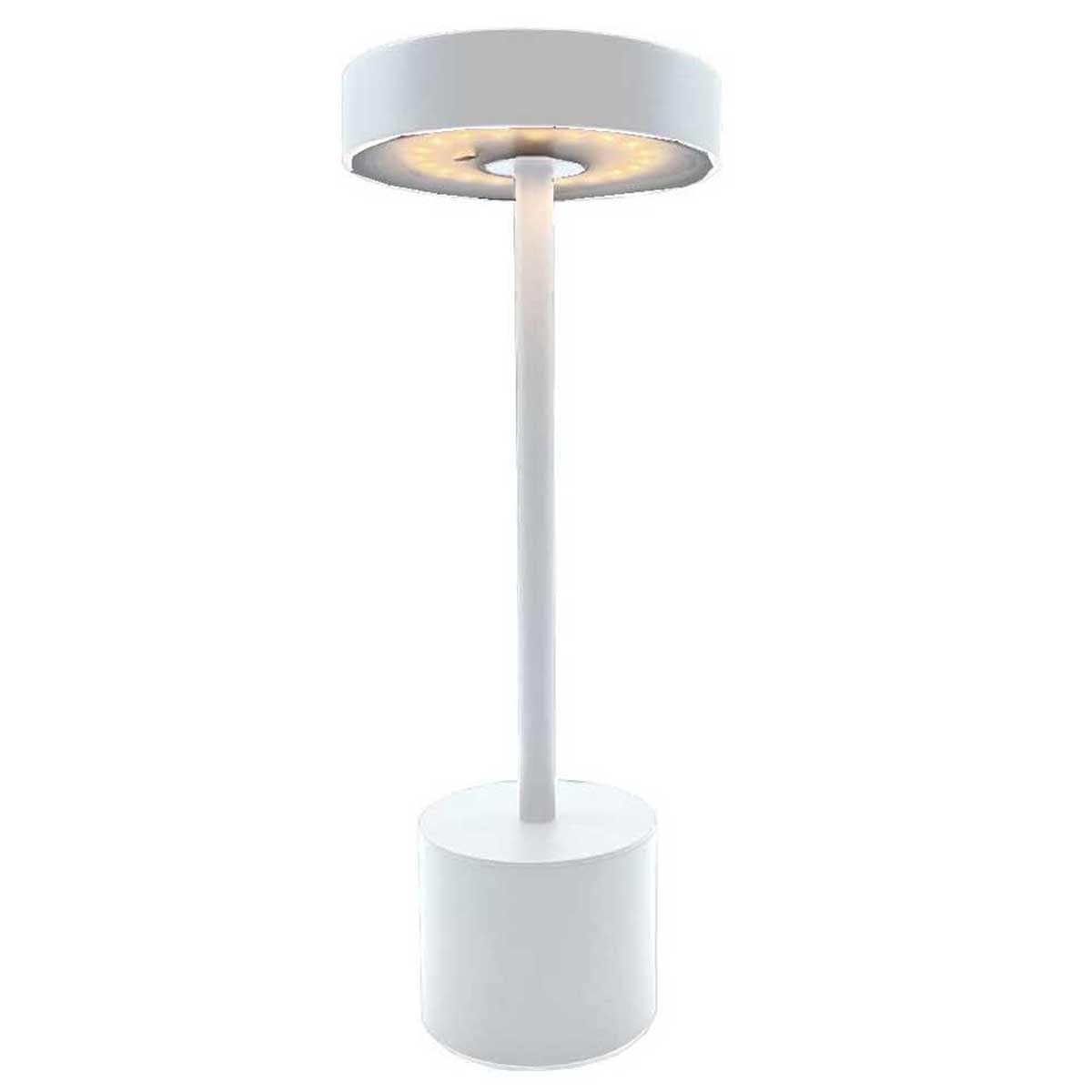 Lámpara de mesa inalámbrica táctil de aluminio blanco mate LED ROBY WHITE H30cm