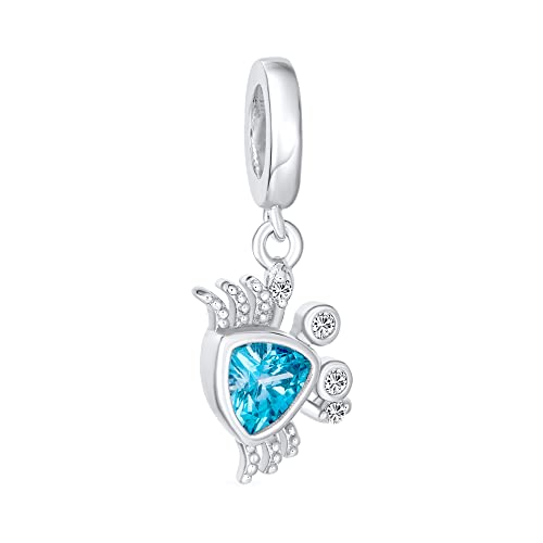 London Blue Cz Nautical Travel Honeymoon Beach Tropical Vacation Sand Crab Dangling Bead Charm For Women Teen .925 Sterling Silver Fits European Bracelet #TOP9