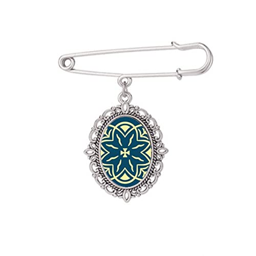 Broche bleue style Talavera avec motif décoratif pour robe