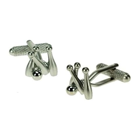 Ten Pin Bowling Cufflinks in Gift Box Skittles - Onyx-Art London CK397 Cover