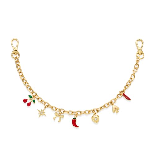 TOVABA Cherry Bag Charms Chain for Women Cute Gold Purse Charm Double Buckle Bow Purse Chain Fruit Bag Charm for Handbags Tote Bag Keychain Accessories