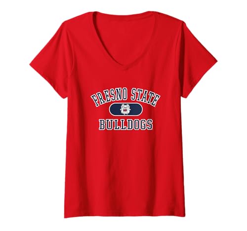 Womens Fresno State Bulldogs Varsity Red Officially Licensed V-Neck T-Shirt