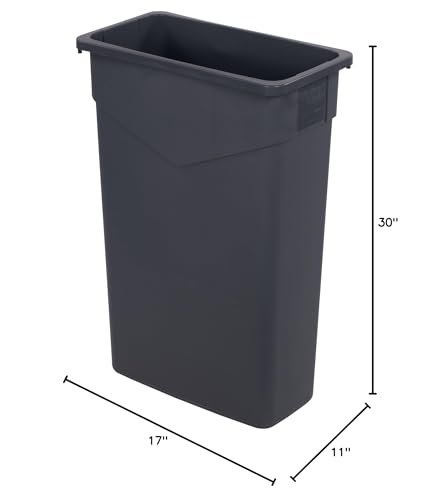 Image of Carlisle FoodService Products 34202323 TrimLine Rectangle Waste Container Trash Can Only, 23 gal, Polyethylene (LLDPE), Gray (Pack of 4)