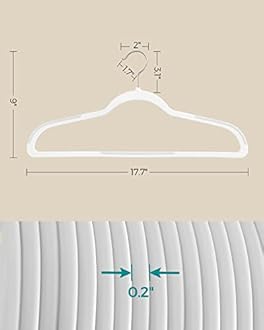 SONGMICS Clothes Hangers, Pack of 50 Plastic Coat Hangers, Space-Saving, Cloud White UCRP050W05