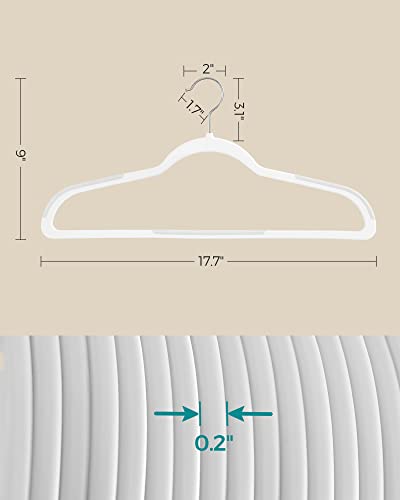 SONGMICS Clothes Hangers, Pack of 50 Plastic Coat Hangers, Space-Saving, Cloud White UCRP050W05