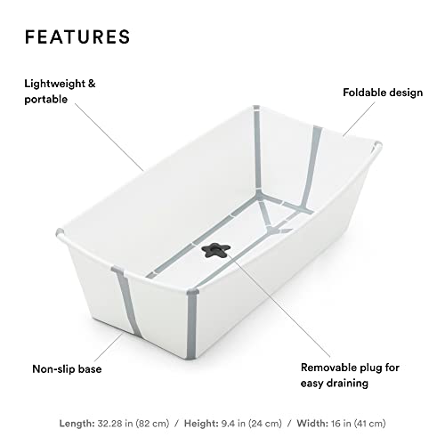 Stokke Flexi Bath X-Large, White - Spacious Foldable Baby Bathtub - Lightweight & Easy To Store - Convenient To Use At Home Or Traveling - Best For Ages 0-6 #TOP1