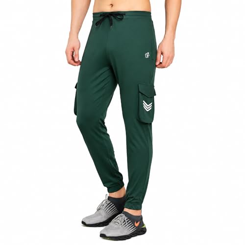 Image of BLUE STAR SHARK Men's Premium Stretchable Cargo Joggers | Regular Fit, Stylish Track Pants with Pockets | Soft Smooth Feel, Logo on Front, Comfortable Everyday Wear