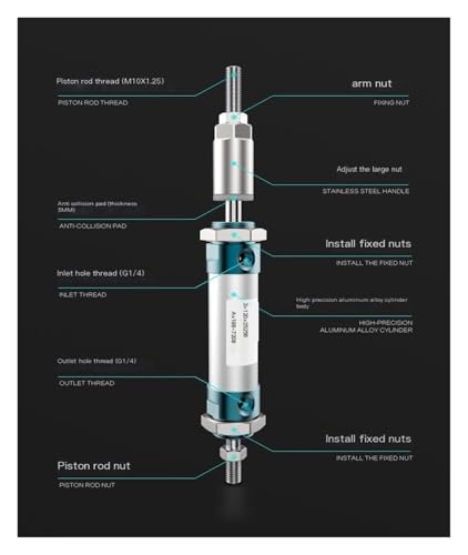 Cilindro pequeño MALJ mini regulable de 32mm con imán para espacios reducidos 5