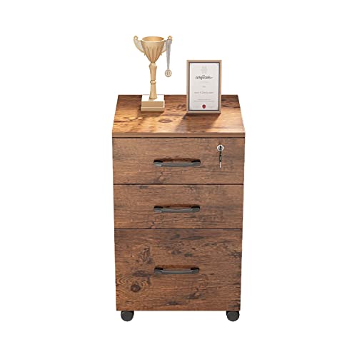 3 Drawer Vertical File Cabinet Mobile Filing Cabinet Small Rolling File Cabinet, Printer Stand Under Desk Rolling Storage With Lock For Supplies, Files, And Materials, Mobile Space Saving For Office #TOP25
