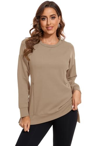Image of Smallshow Women's Nursing Tops Sweatshirt Long Sleeve Side Split Breastfeeding Shirt