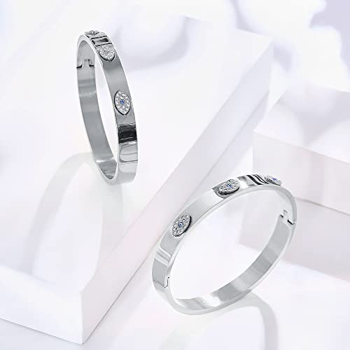 NIGHTCRUZ Evil Eye Bangel Bracelet, Stainless Steel Bangle Cuff for Men Women3