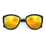 SA106 Womens Color Mirror Mirrored Lens Oversize Cat Eye Sunglasses Black Orange