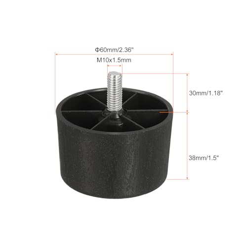 Patas cónicas de plástico negro sourcing map para renovar sofás y camas con estilo 3