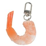 Colgante de bolsa: llavero realista de camarones, llavero de imitación de gambas con detalles de textura realista, accesorio novedoso de mariscos en miniatura, ideal para mochila, monedero y llaves